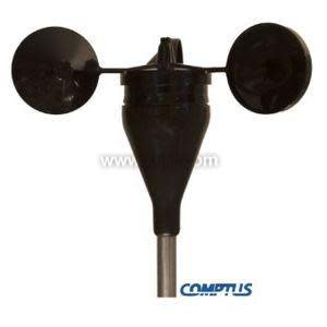 Wind sensor with three cups on a shaft and cable