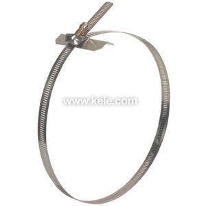 Long stainless clamp strap with screw adjustment and metal brackets