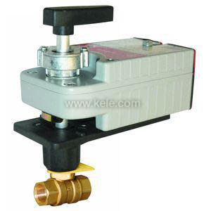 Red rectangular actuator with metal gear assembly and wires.