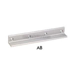Simple silver L-shaped bracket with four evenly spaced holes on a white background