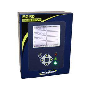 Blue wall-mounted remote display featuring rectangular screen, arrow keypad and indicator lights for gas monitoring