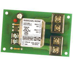 Green relay circuit board with white central relay, LED and screw terminals.
