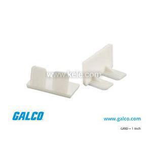 Two small white plastic mounting brackets
