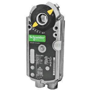 Compact metal actuator with black face and yellow position indicator.