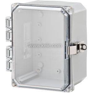Small grey box with clear hinged cover
