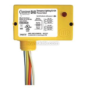 Small yellow control module with wires and a red indicator LED
