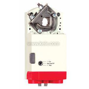 Rectangular white actuator with red bottom section and metal clamp mechanism on the top
