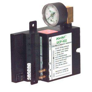 Black rectangular transducer with two ports and adjustment screw.