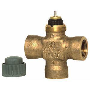 Bronze valve body with three flanged ports and a central stem