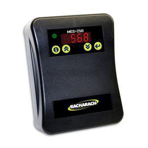 Black rectangular gas monitor featuring a red digital display and four triangular control buttons