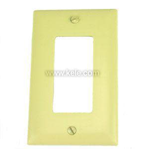 Ivory wall plate with rectangular opening and two mounting screws.