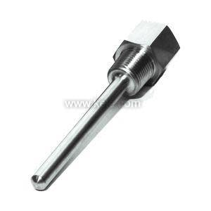 Shiny metal temperature probe sleeve with hex head