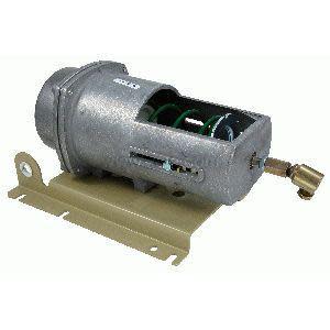 Cylindrical air actuator showing green spring inside beige housing