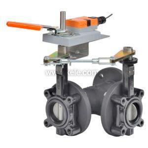 Dual butterfly valve assembly with orange actuator