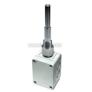 White plastic housing with stainless probe and bracket