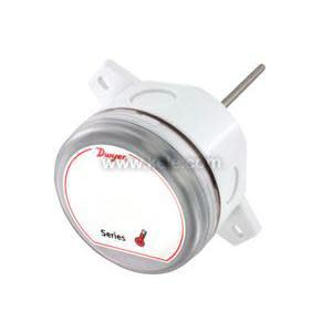 Round white temperature sensor with stainless probe.