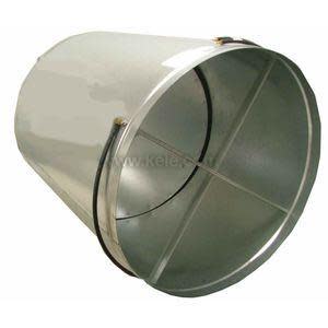 Cylindrical metal duct section with crossbar braces inside and two small ports near the rim for measuring air flow.