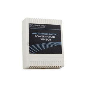 Small rectangular plastic device with a black label reading 'power failure sensor' and horizontal vent slots