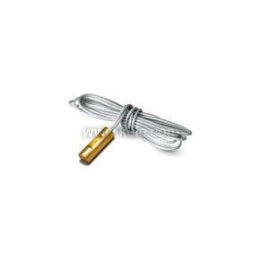 A small gold-colored cylindrical sensor connected to a long coiled white cable