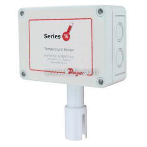 White temperature sensor box with small probe hanging below