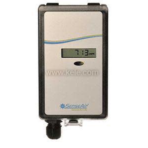 Duct CO2 transmitter with display reading 713 ppm.