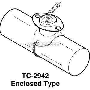 Line drawing of pipe with clamp sensor and wires