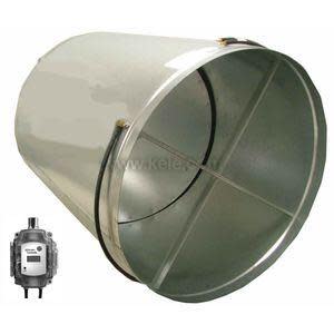 Device has four curved metal vanes forming a cross attached to a hub; wires lead to a small grey box.