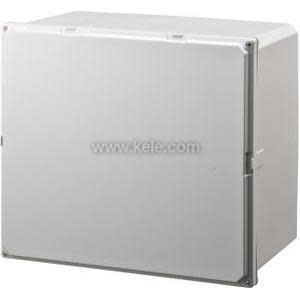 Tall grey electrical enclosure with hinged door and latches