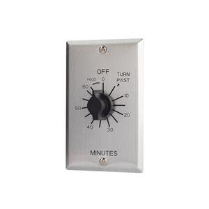 Stainless wall timer with knob and minute scale.