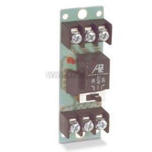 Slim circuit board with one relay, small knob for time setting and screw terminals at top and bottom