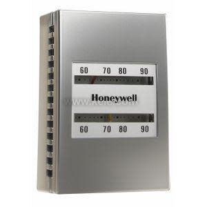 Metal thermostat with dual sliding scales.