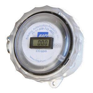 Round carbon monoxide sensor with clear cover and small digital display