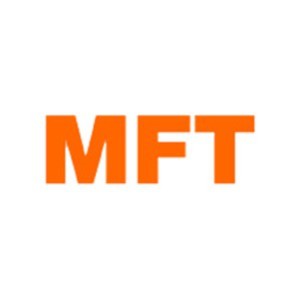 The bold orange letters MFT displayed on a plain white background.