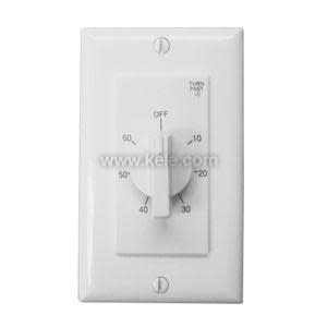 White wall‑mounted spring‑wound timer with round dial labeled with minute increments
