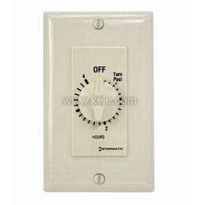 A beige mechanical timer switch with a small knob and markings indicating up to four hours, with the word 'Off' at the top.