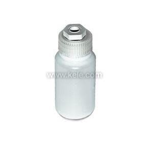 White glycol buffer bottle with metal fitting on cap