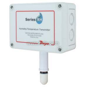 A small white box labeled 'Series RH' with a cylindrical white probe extending downward, designed to measure humidity and temperature.