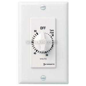 White wall timer with round dial for up to 60 minutes and raised knob