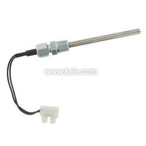 Metal rod sensor with threaded fitting and short wire to a connector.