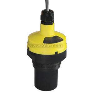 Short cylindrical sensor with yellow dome top, black body and a cable emerging from its top.