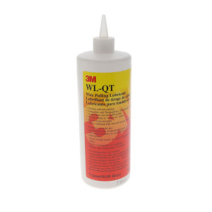 White plastic squeeze bottle labeled '3M WL‑QT Wire Pulling Lubricant' featuring a pointed nozzle for dispensing