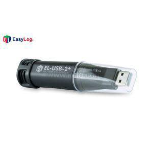 Dark USB stick enclosed in a clear protective case, designed to record temperature and humidity.