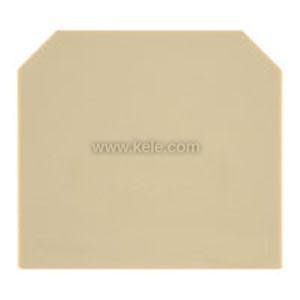 Beige rectangular end cover with angled top corners for terminal blocks.