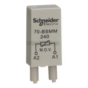 Small off-white electronic module labeled 70-BSMM 240 with a circuit symbol and two bottom prongs