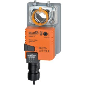 Rectangular actuator with circular shaft clamp and orange control box with lever