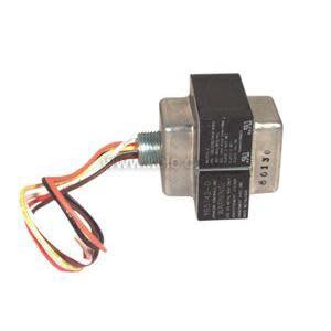 Metal solenoid coil with black top and colored wires extending from one side