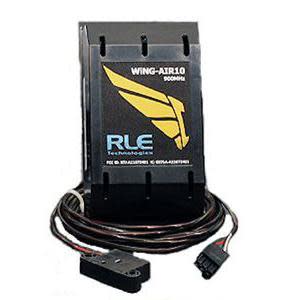 Small black Wing‑Air sensor device featuring a yellow wing graphic and coiled wire harness