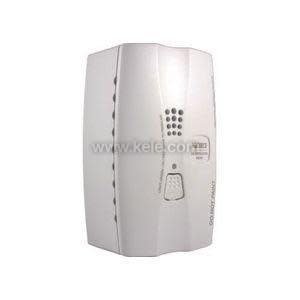 White carbon monoxide detector with vent holes and small display window.