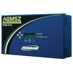 A rectangular blue electronic device labeled as an ammonia gas monitor with a small digital display and several buttons.