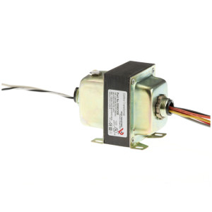 Small metal electrical sensor with mounting flanges and a black coil on top, with colored wires and a label on the side.